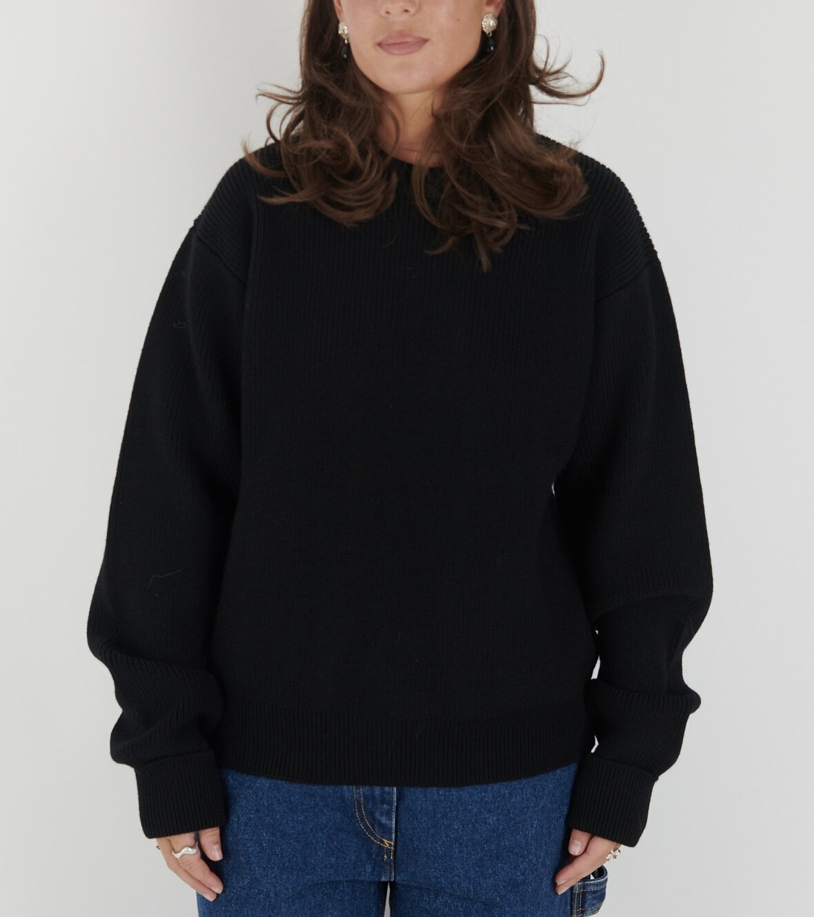 Jil Sander Round Neck Sweater In Black