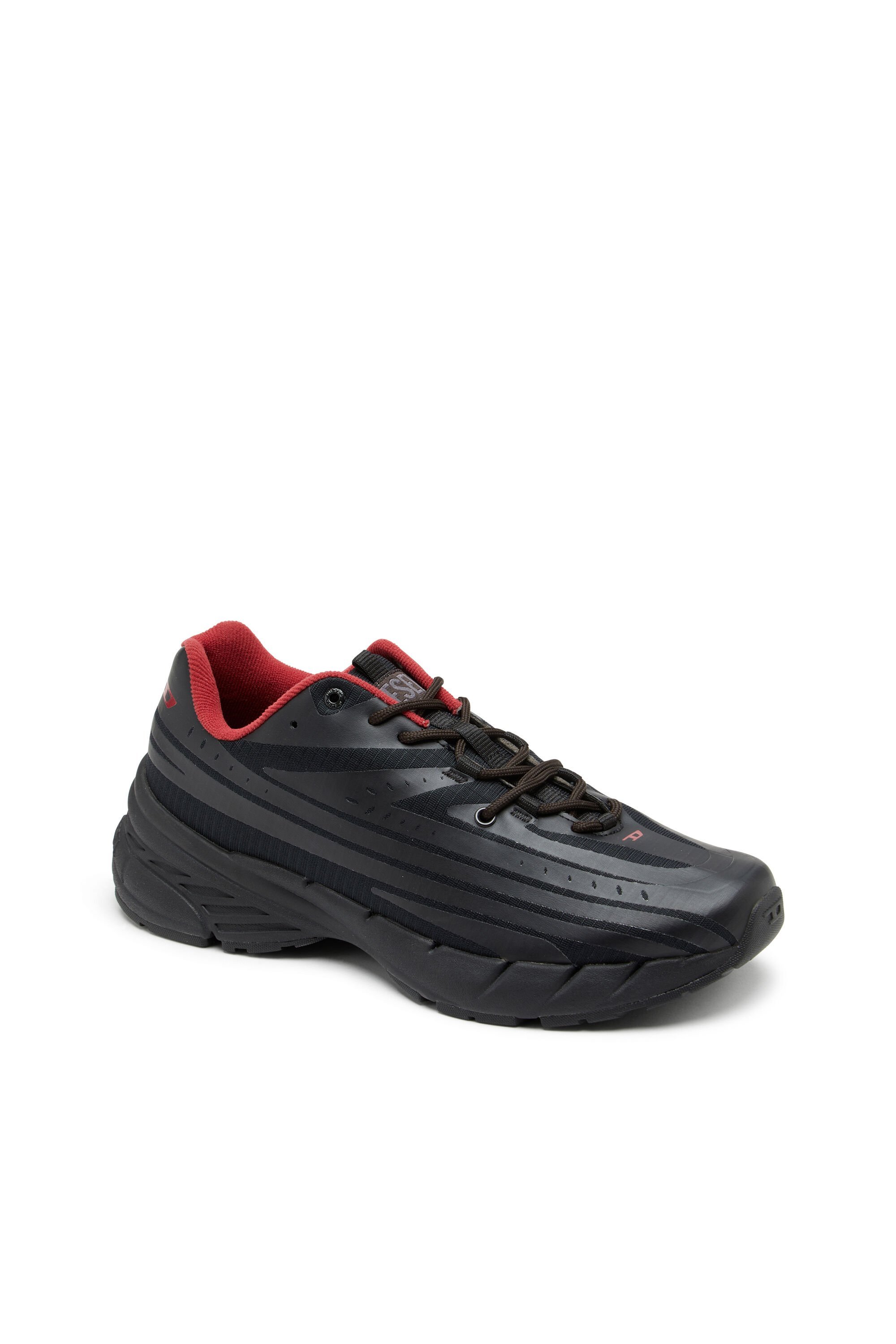 Diesel D-airspeed Low-sneaker A Righe In Ripstop Coated In Black