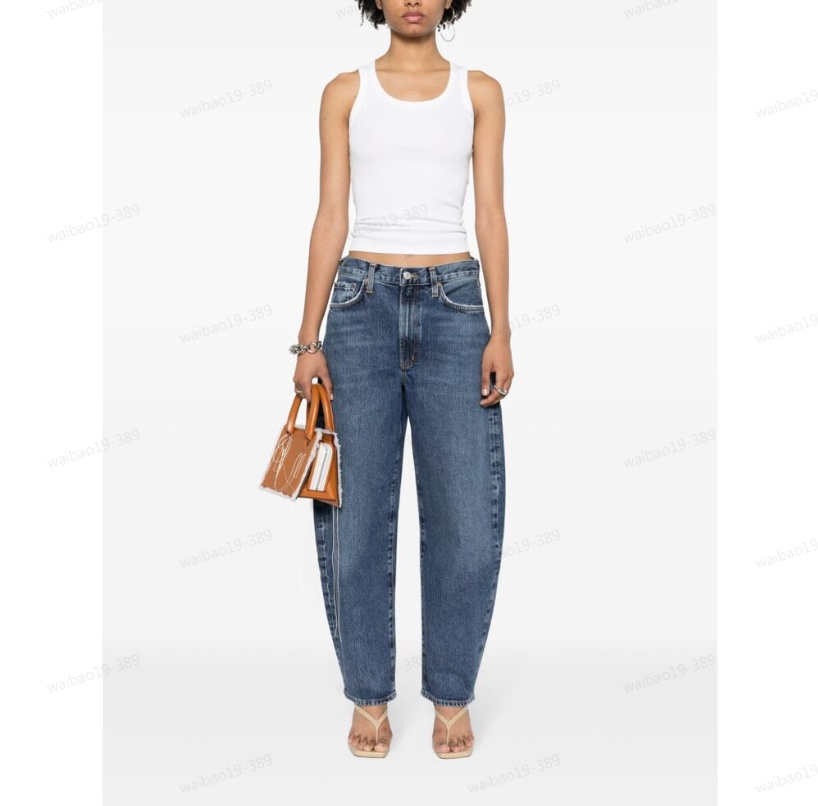 Agolde Luna Pieced Cotton Denim Jeans In Blue