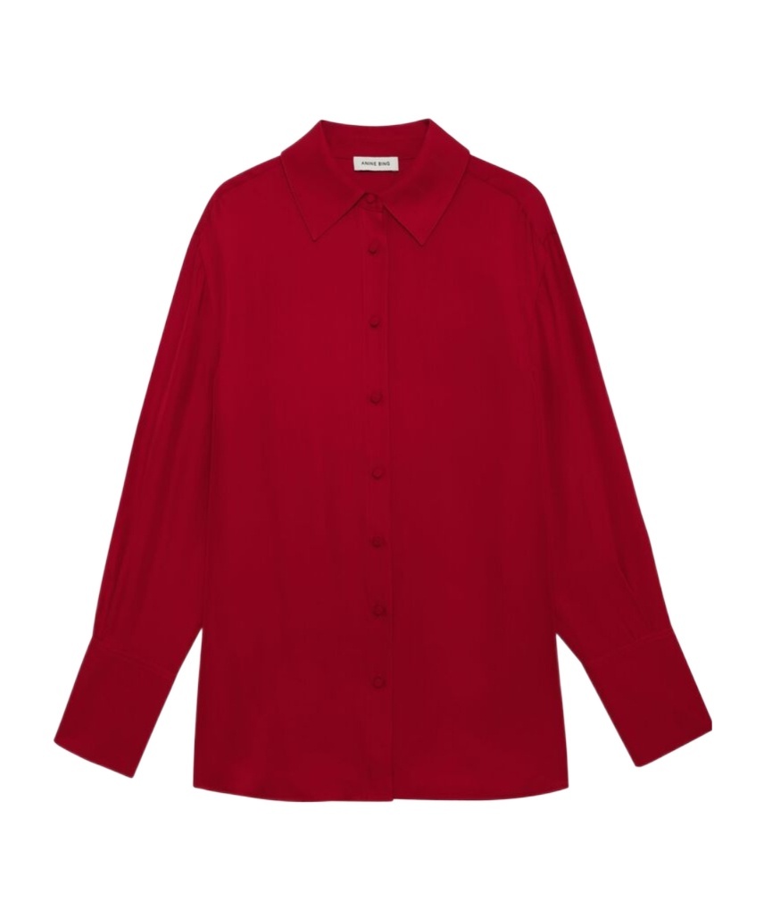 Shop Anine Bing Bridget Long Sleeved Shirt In Red