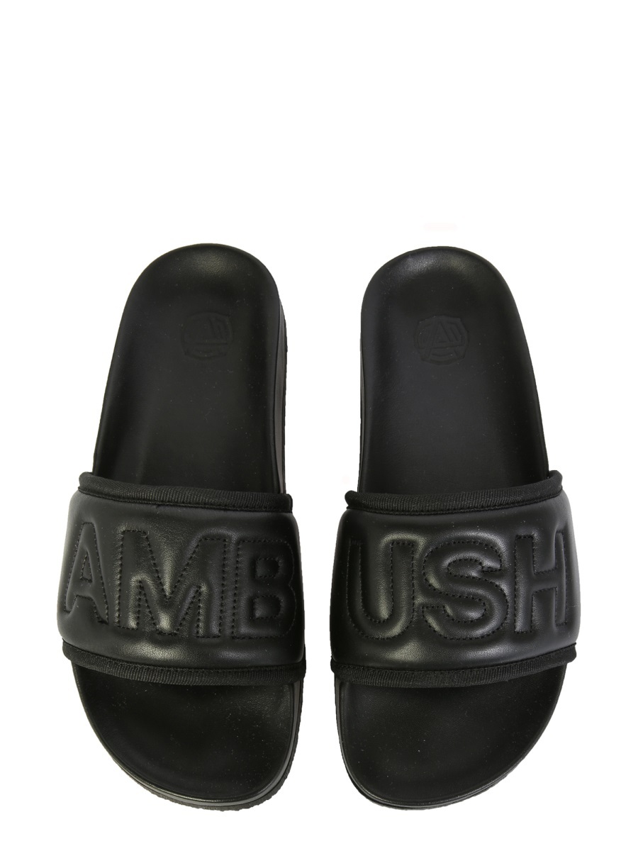 Ambush 10mm Quilted Leather Slide Sandals In Black