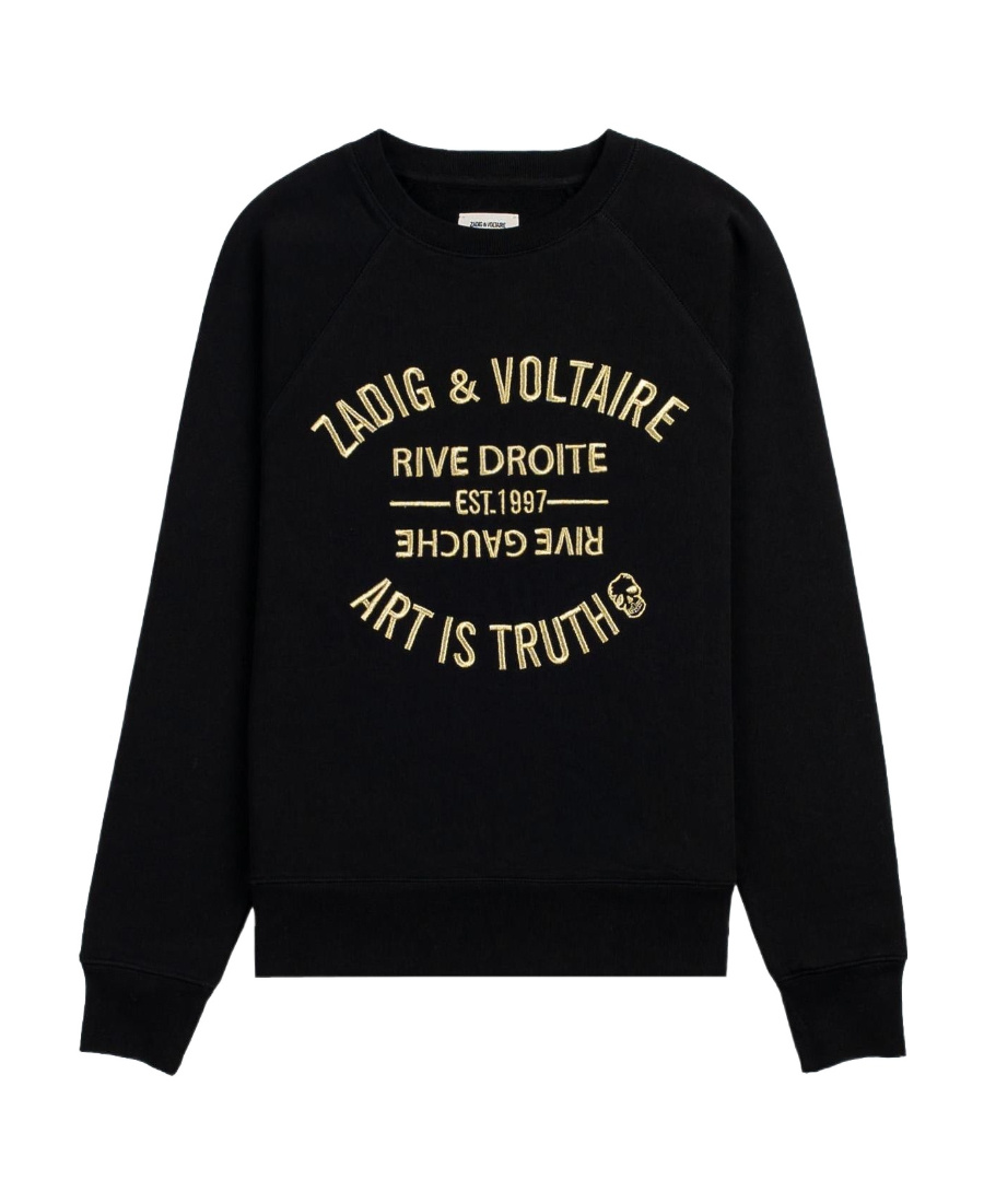 Zadig & Voltaire Logo-embroidered Organic-cotton Sweatshirt In Nude