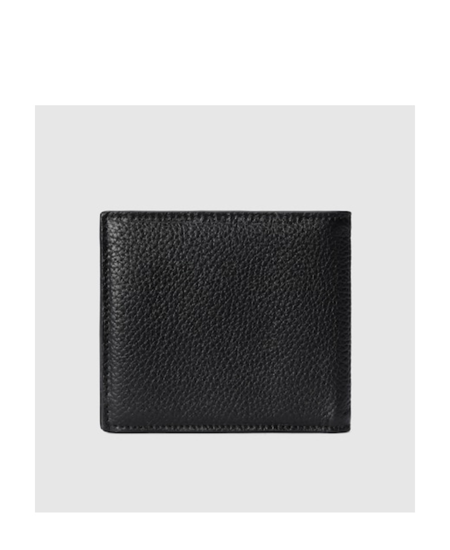 Gucci Black Bi-fold Wallet With Logo Detail In Hammered Leather Man In Black