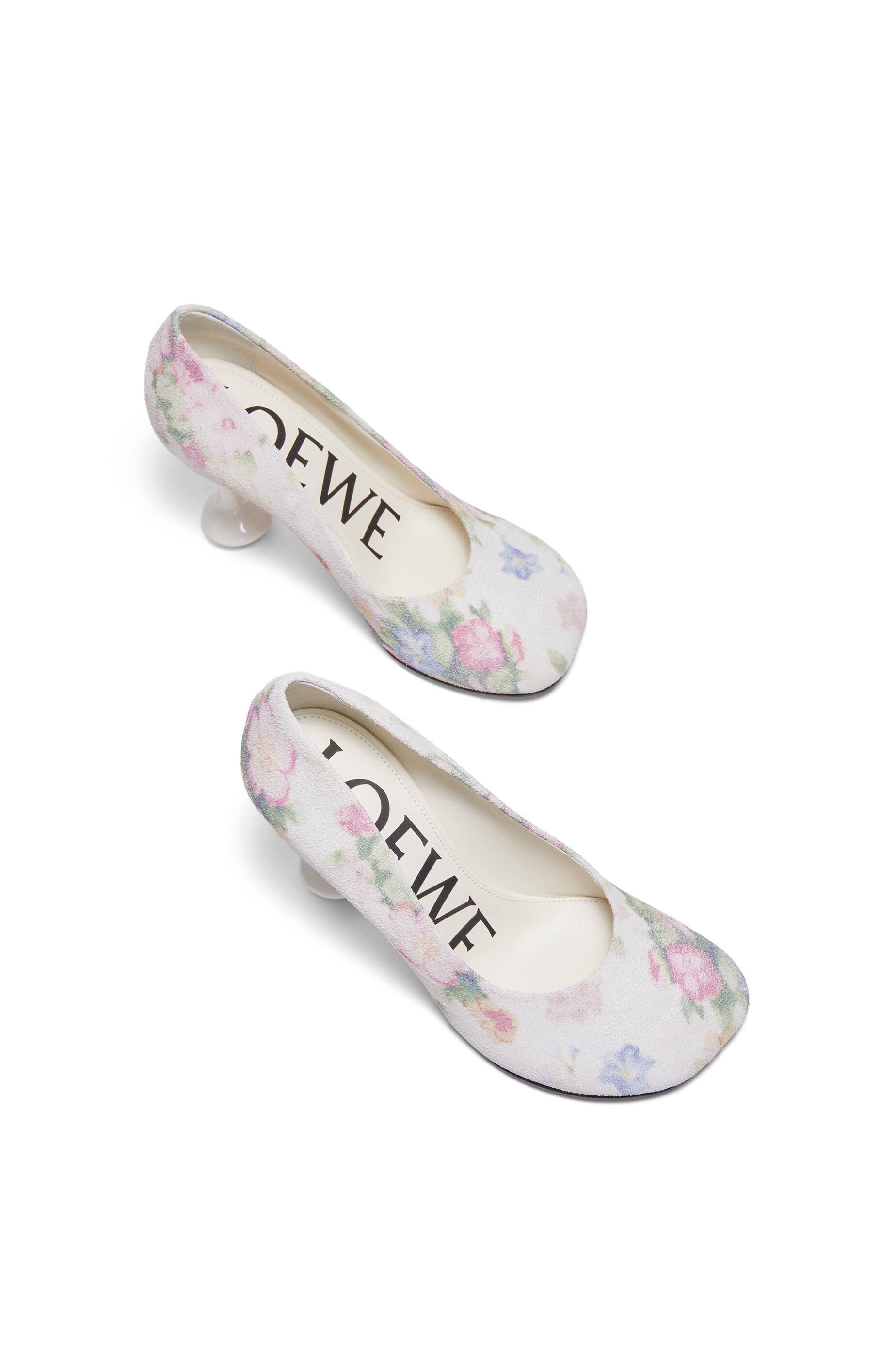 Loewe Leather Floral Toy Pumps 90 In White
