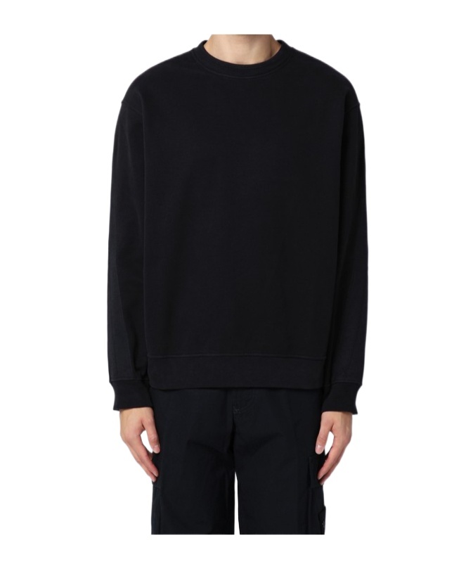 Stone Island Men's Cotton Crewneck Sweatshirt In Black
