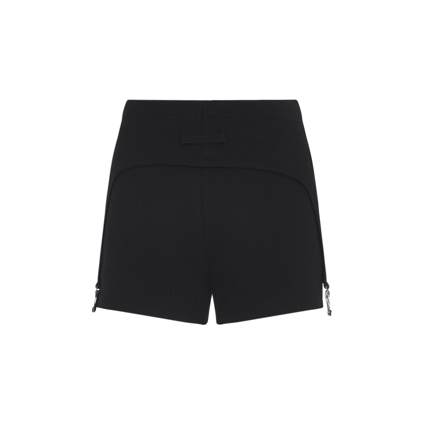 Jean Paul Gaultier Cotton Ribbed Mini Short With Lingerie Garter Clothing In Black