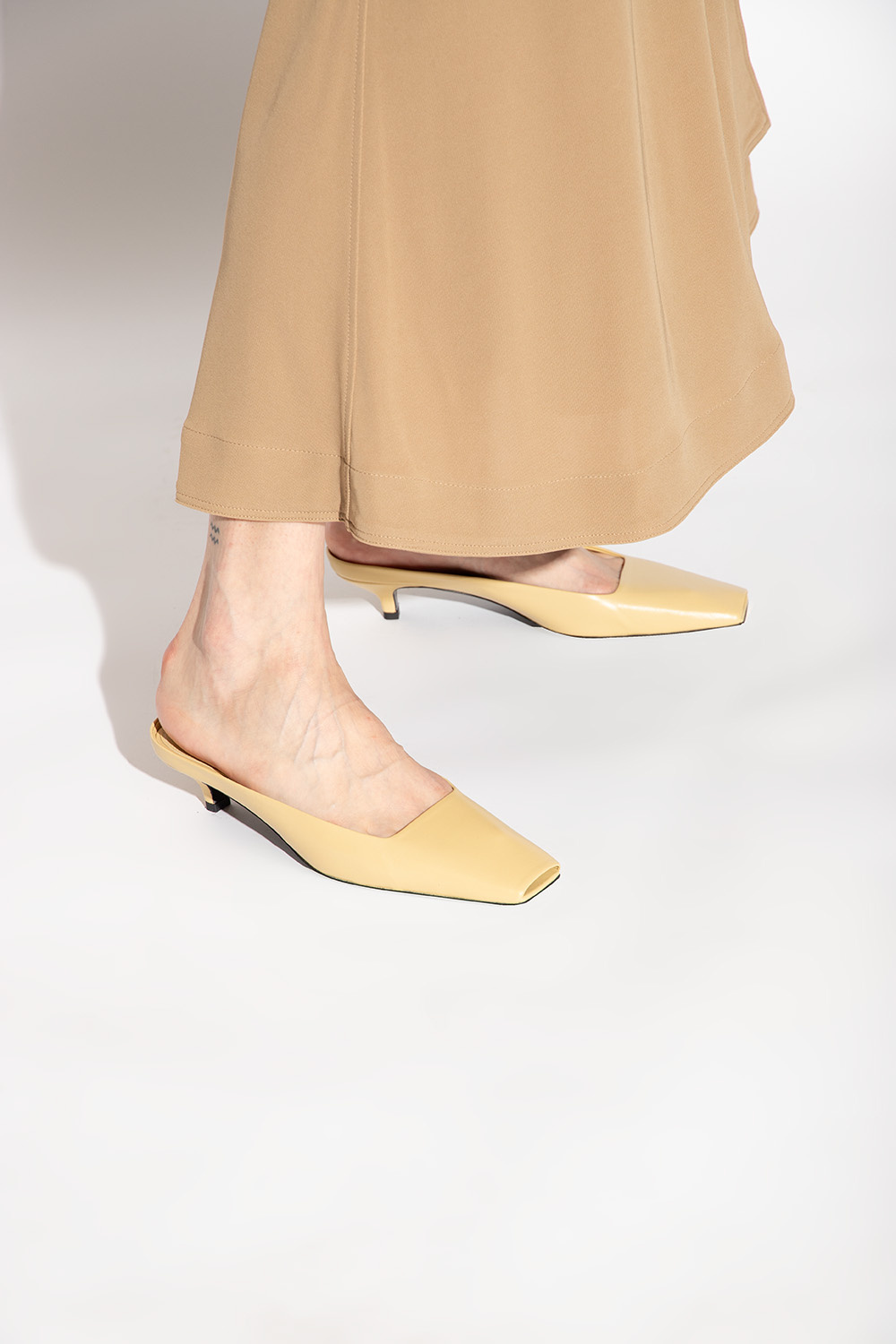Totême Square-toe Leather Mules In Yellow