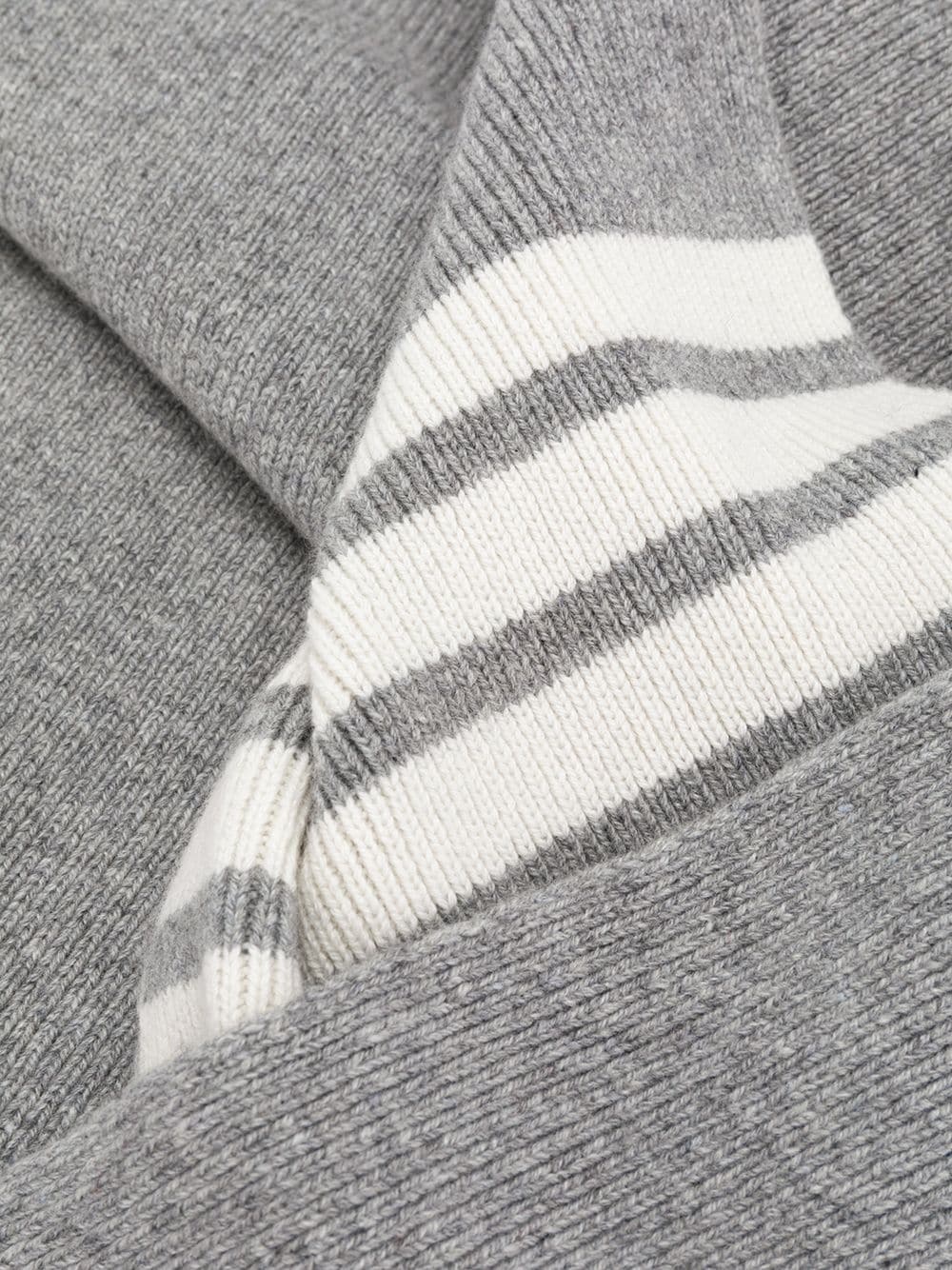Thom Browne Adjustable Ribbed Striped Scarf In Gray