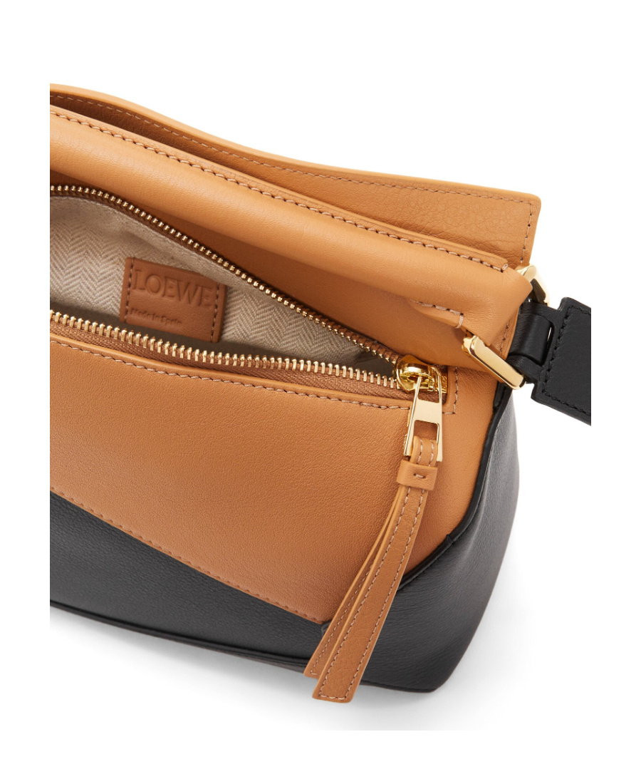 Loewe Small Leather Puzzle Edge Top-handle Bag In Black