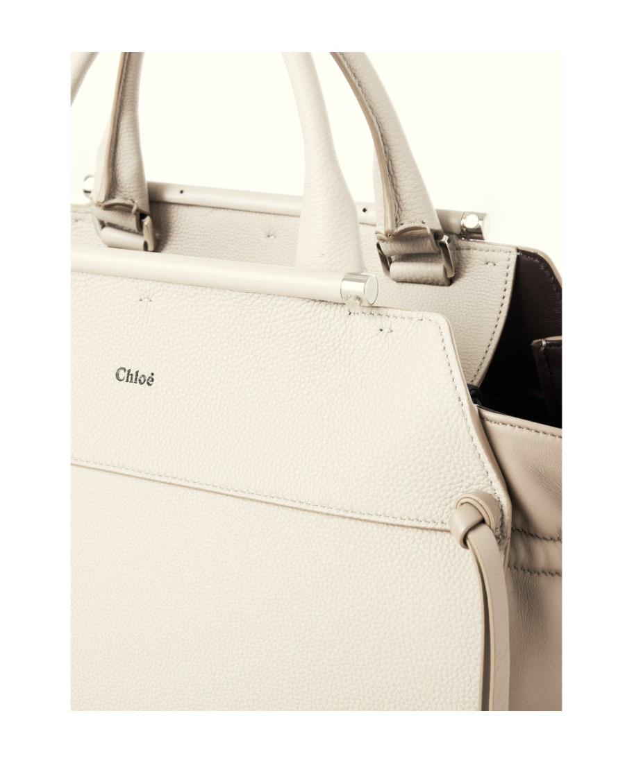 Chloé Medium Steph Leather Tote Bag In White