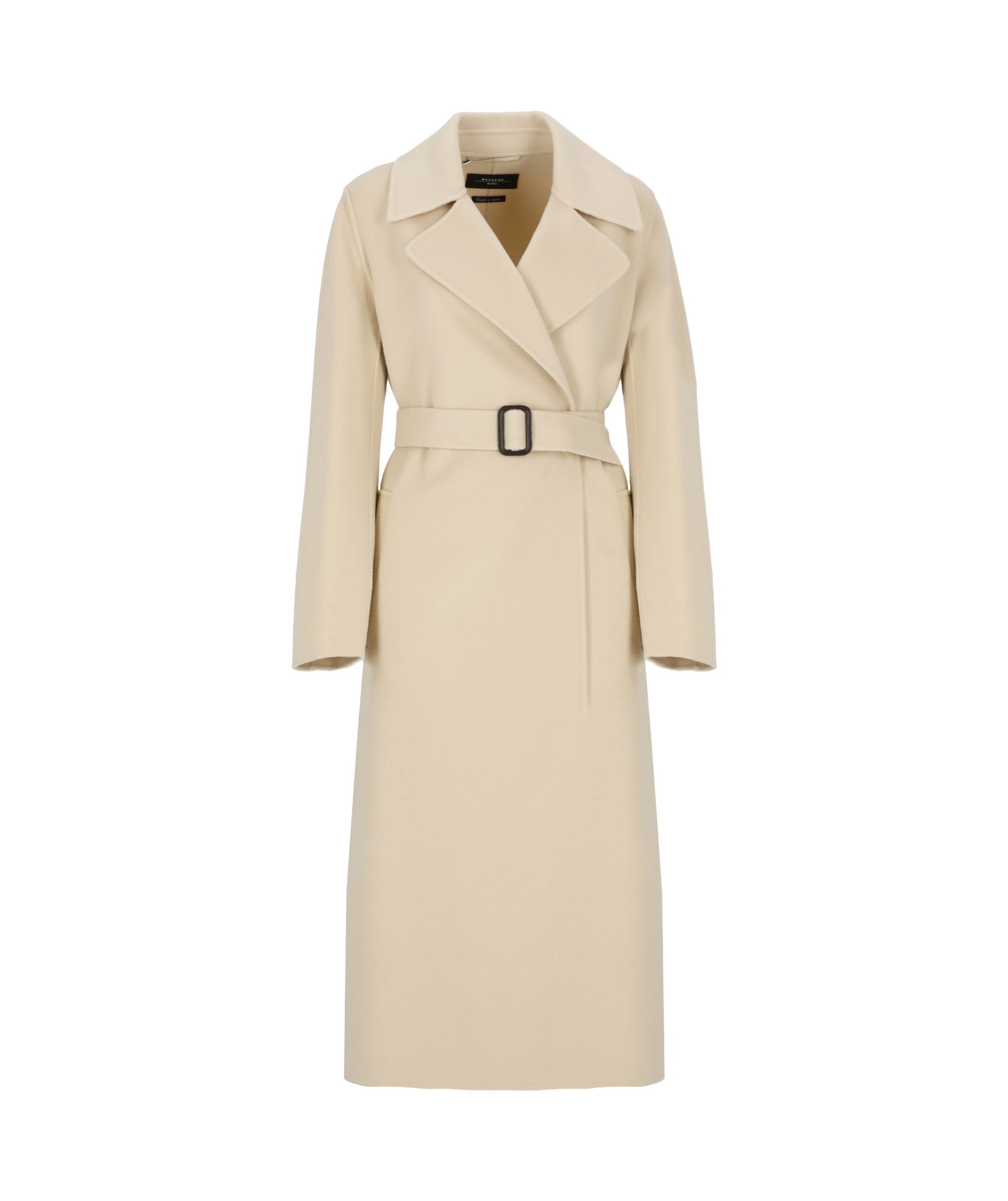 Weekend Max Mara Manu Belted Wool Midi Coat In Nude