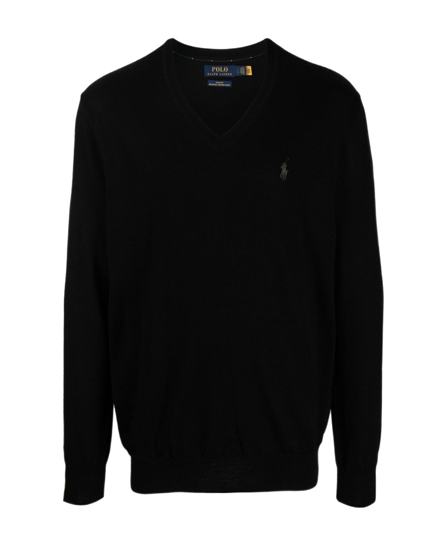 Polo Ralph Lauren Classic Black Wool Long Sleeve Pullover In Black