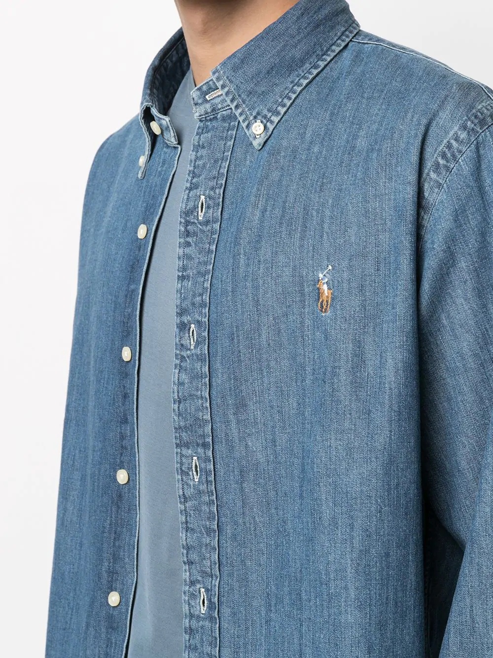 Polo Ralph Lauren Polo Pony-embroidered Cotton Shirt In Blue
