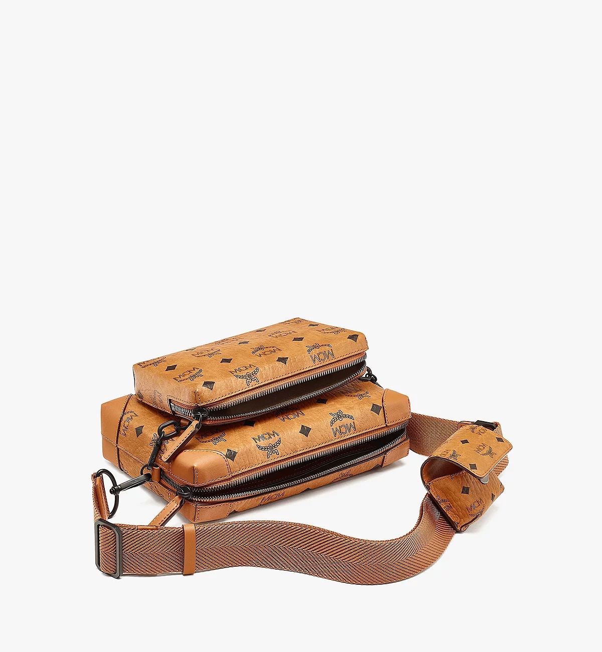 Mcm Logo Details Satchel In Brown