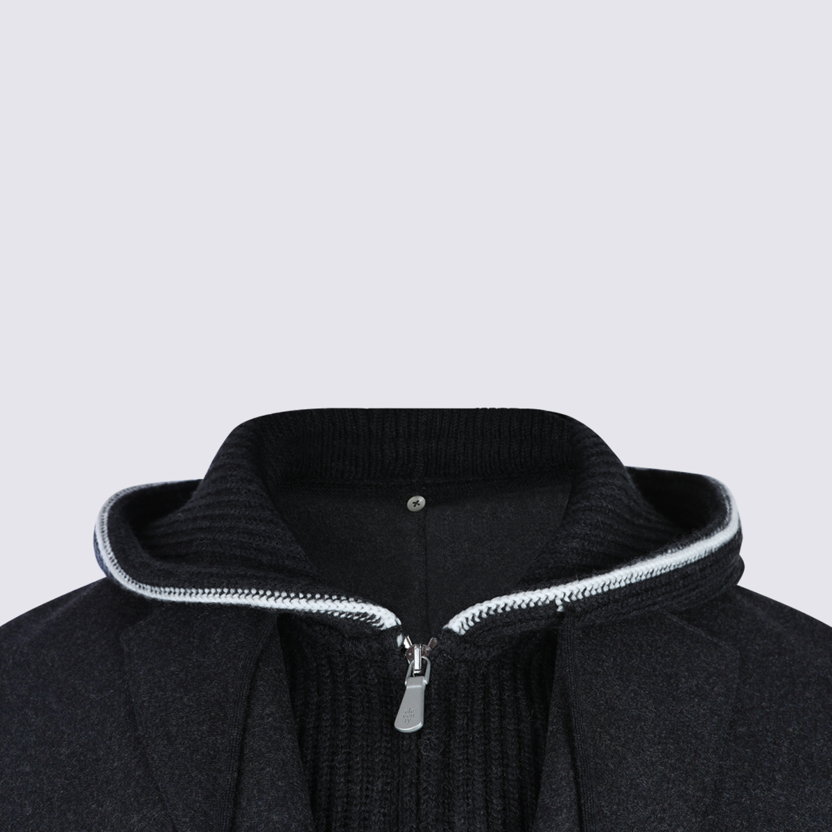 Eleventy Hooded Blazer With Ribbed Sleeves And Pockets In Black