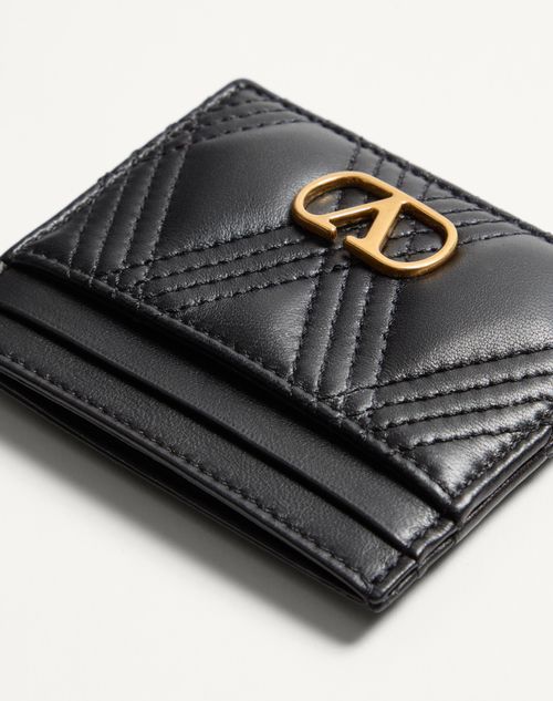 Valentino Portacarte Quiltie 67 In Nappa Nera Donna In Black