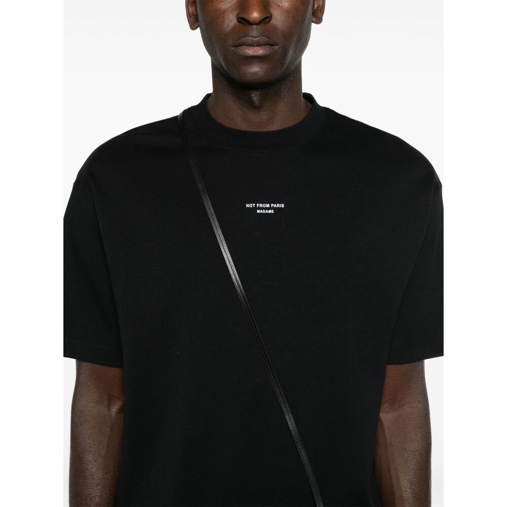 Drôle De Monsieur Black Classic Nfpm T-shirt With Logo Print In Cotton Blend Man In Black