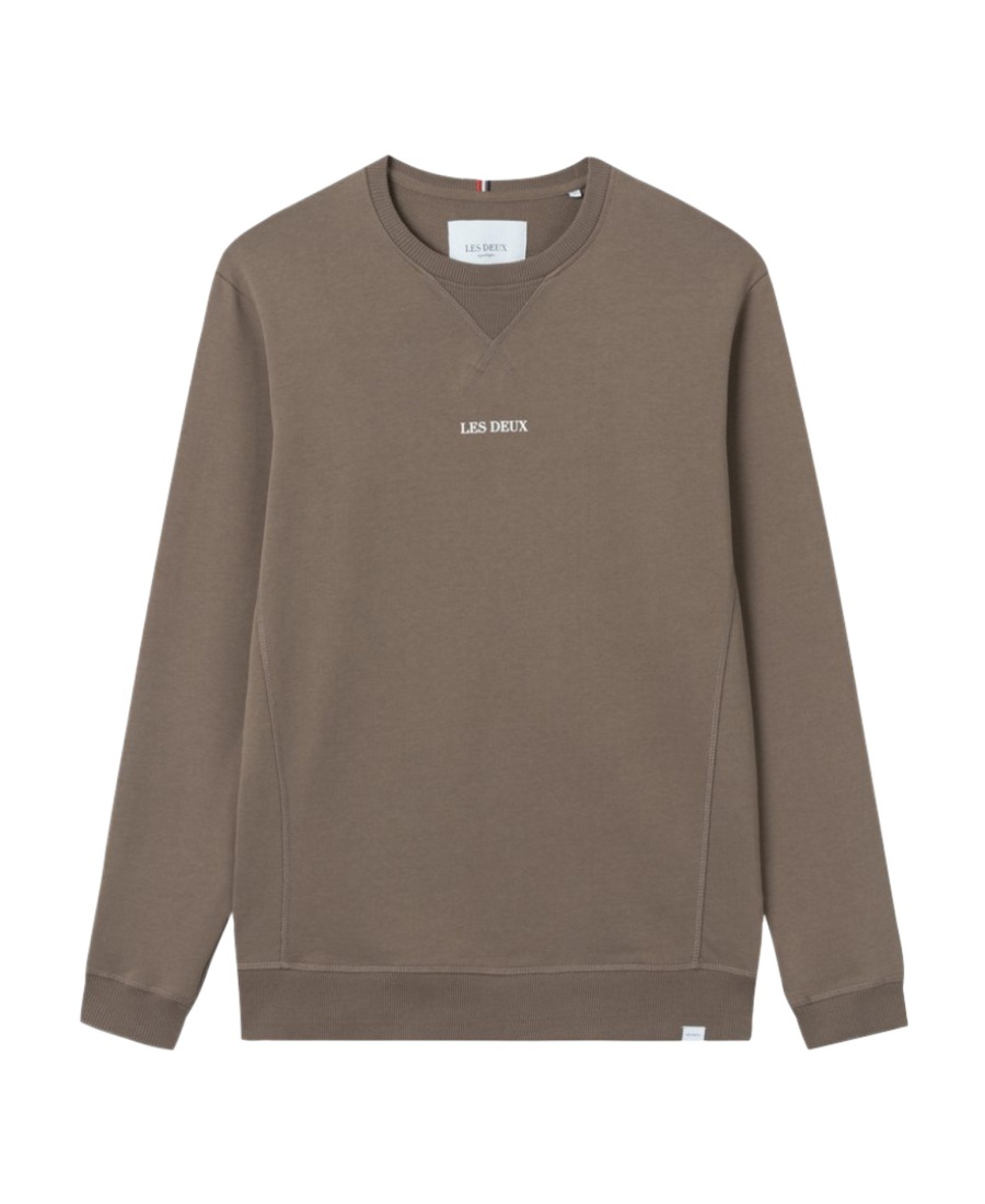 Les Deux Round Collar Long Sleeve Sweater In Brown