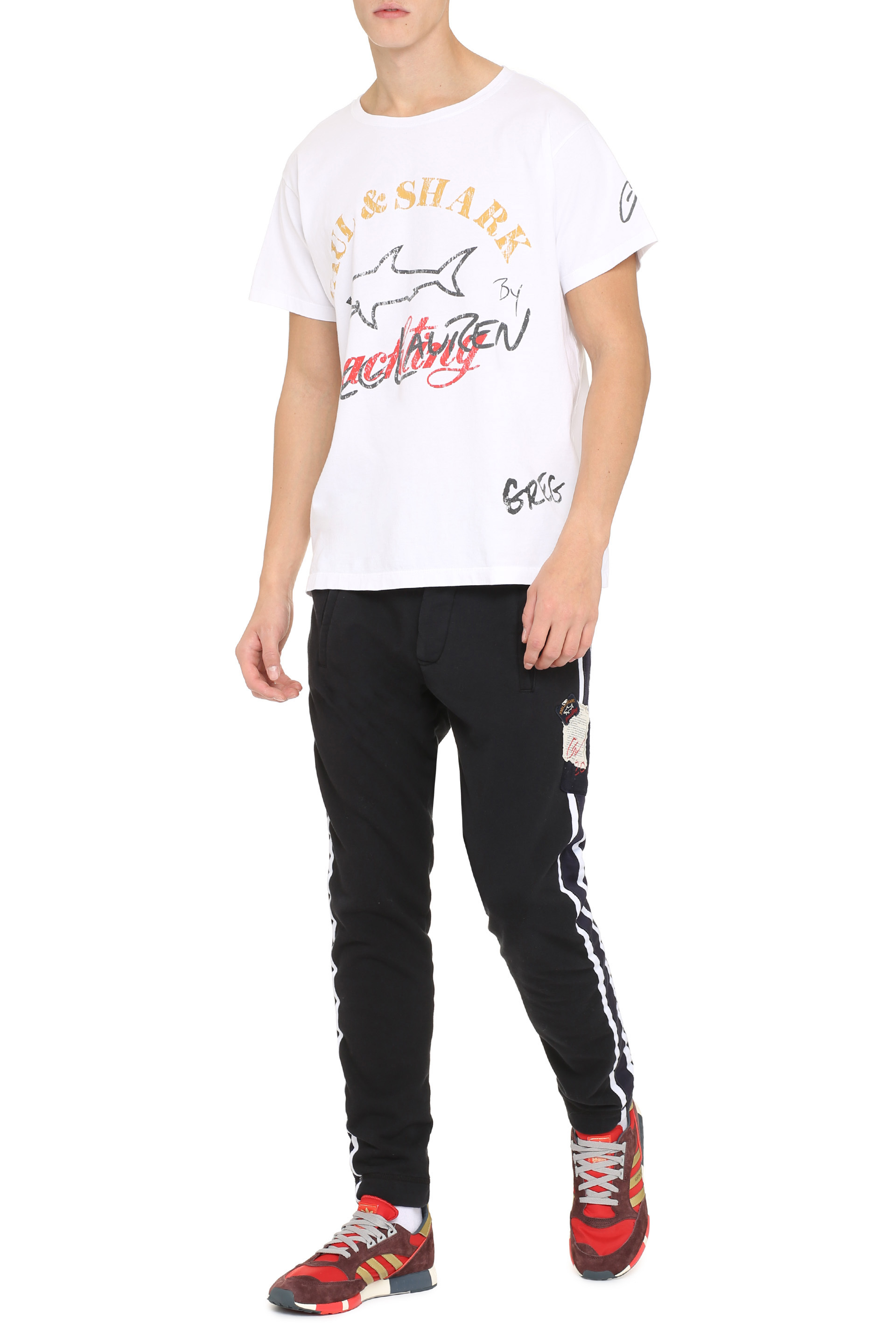 Shop Paul & Shark Logo-print T-shirt In White