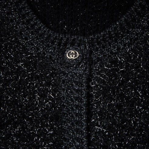 Gucci Shiny Chunky Wool Cardigan In Black