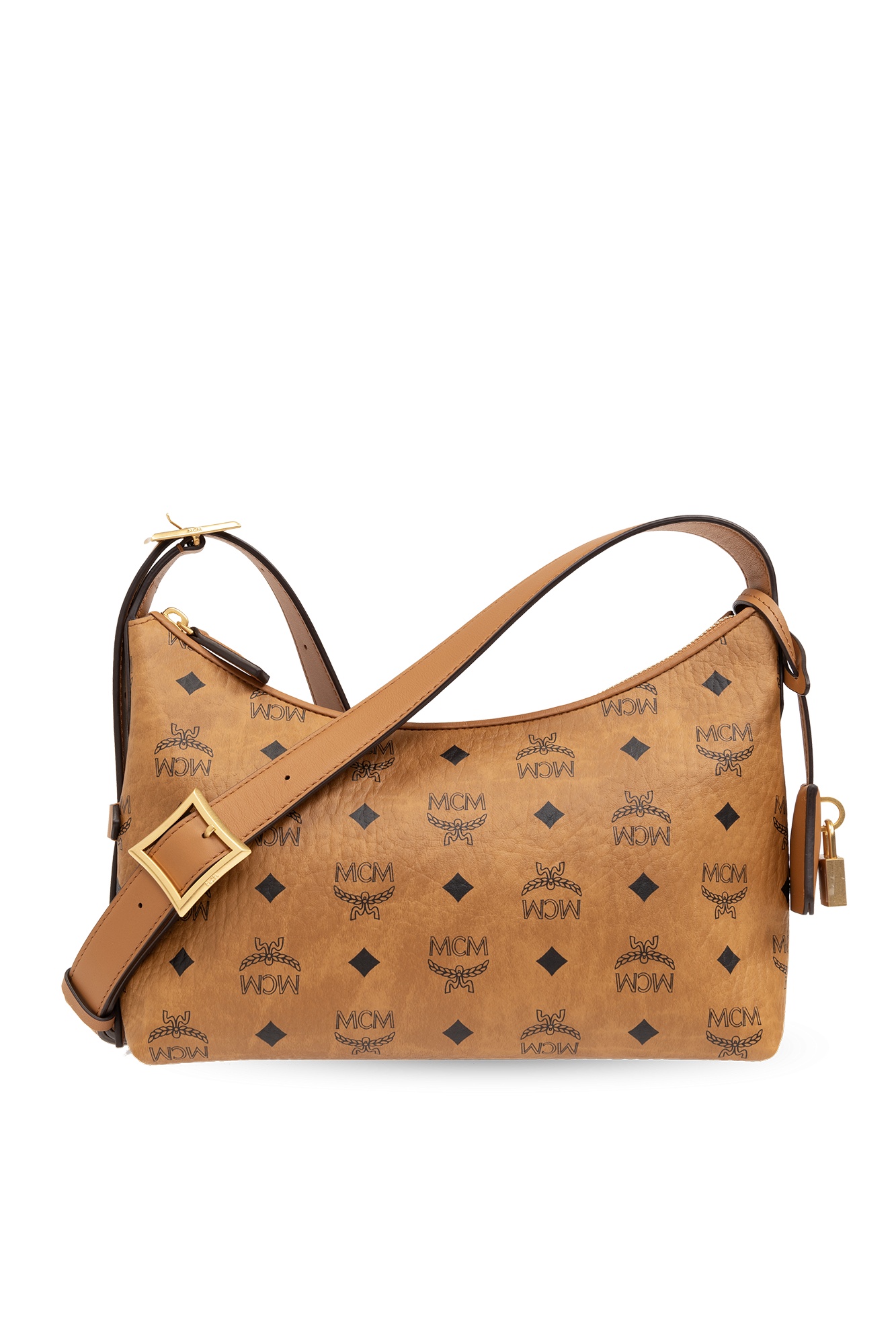 Mcm Aren Visetos Monogram Hobo Bag In Brown