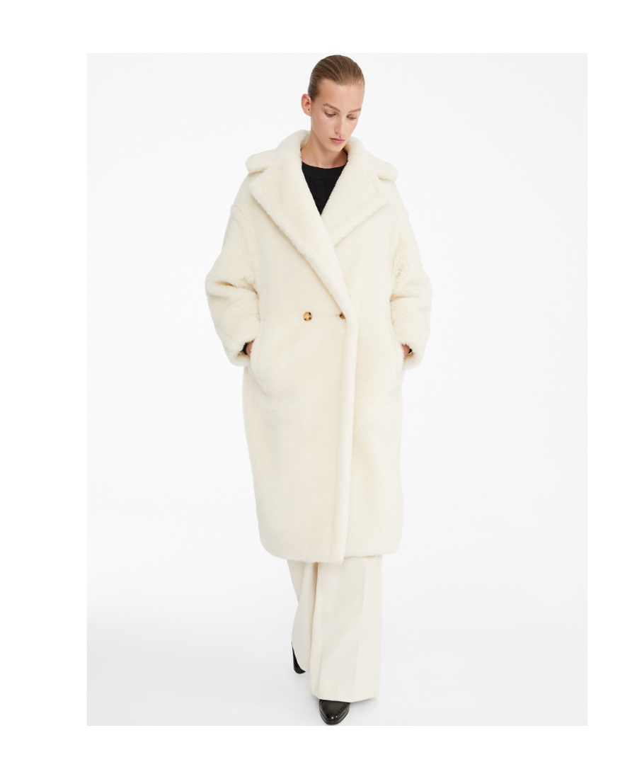 Max Mara Teddy Bear Icon Double-breasted Coat In Nude