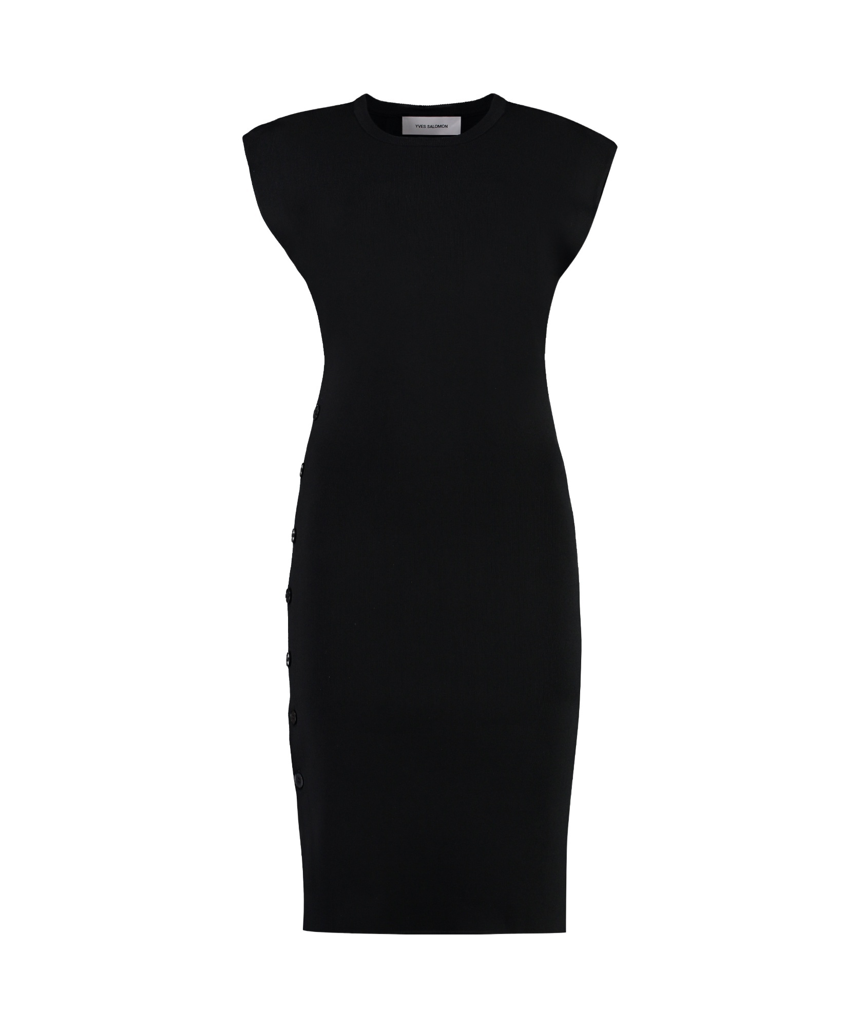 Shop Yves Salomon Ribbed-knit Midi Dress In Black