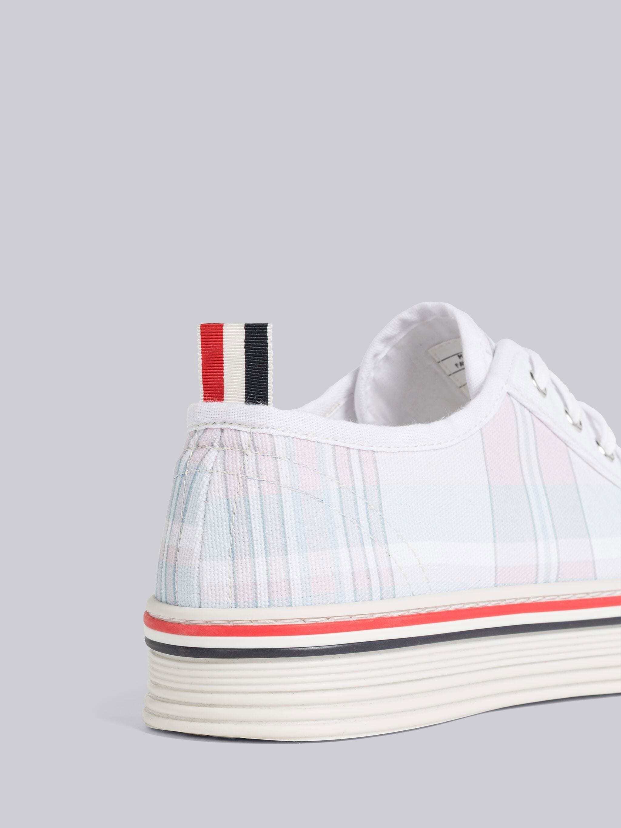 Thom Browne Collegiate Madras-print Low-top Sneakers In White