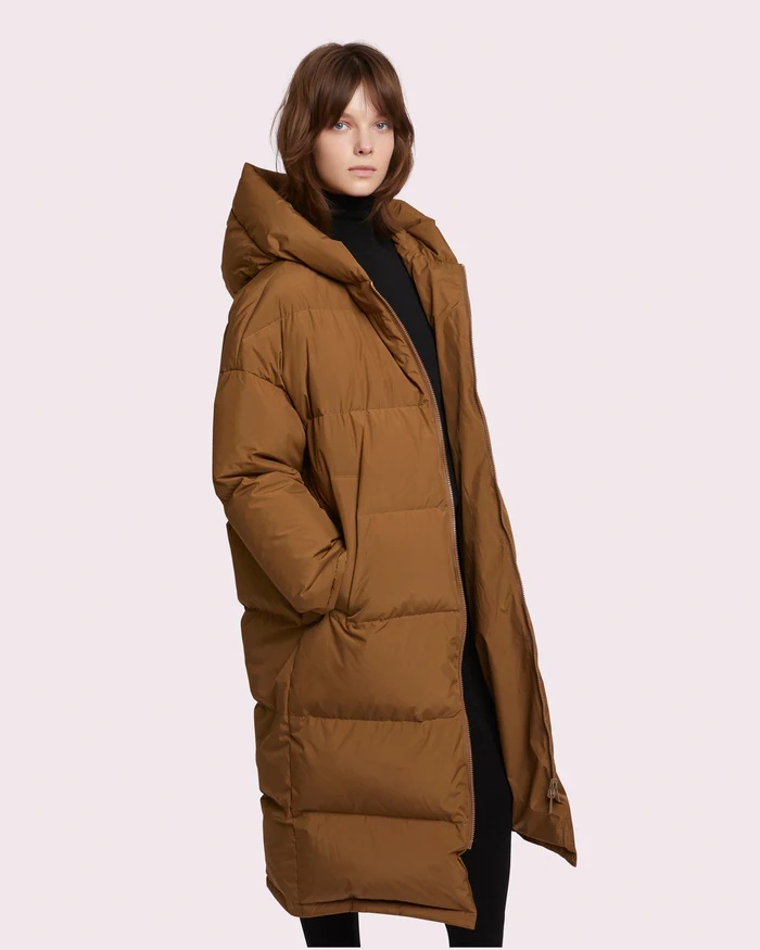 Shop Yves Salomon Zipped Hooded Coat In Brown
