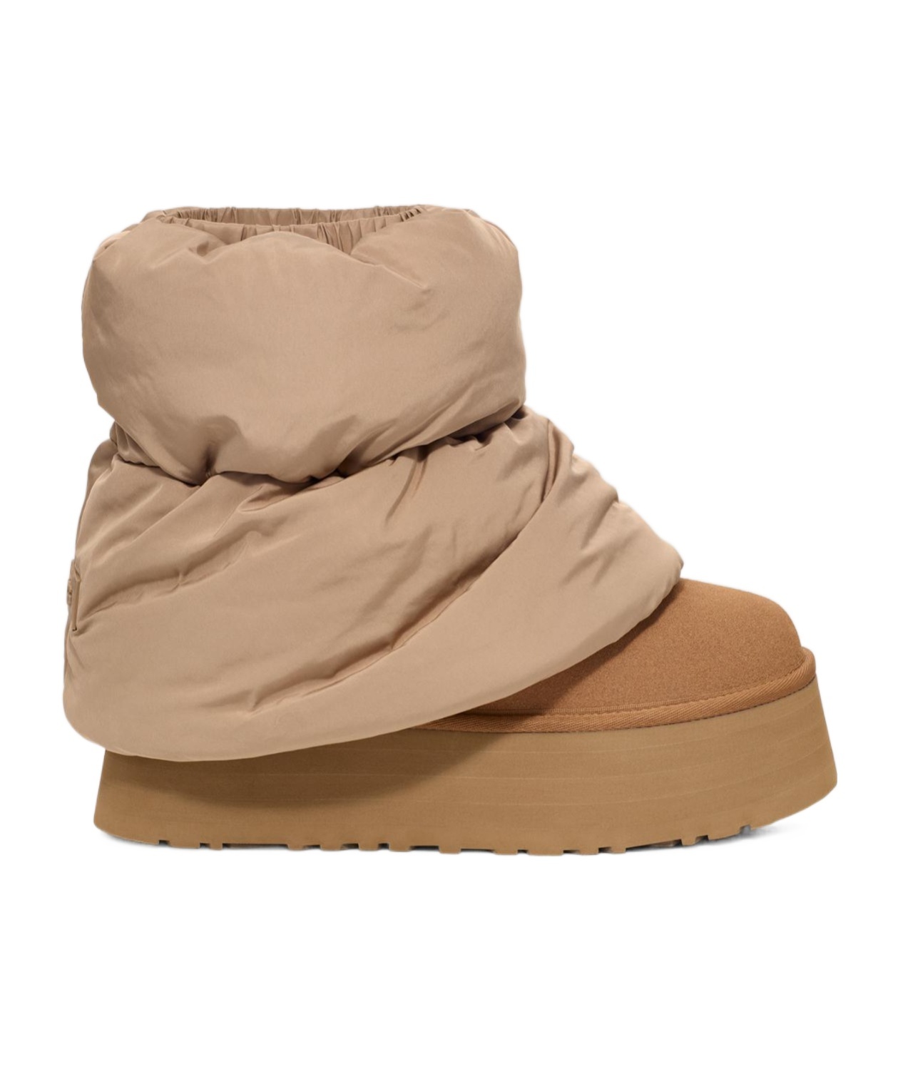 Shop Ugg Mini Dipper Puffer Boots In Nude