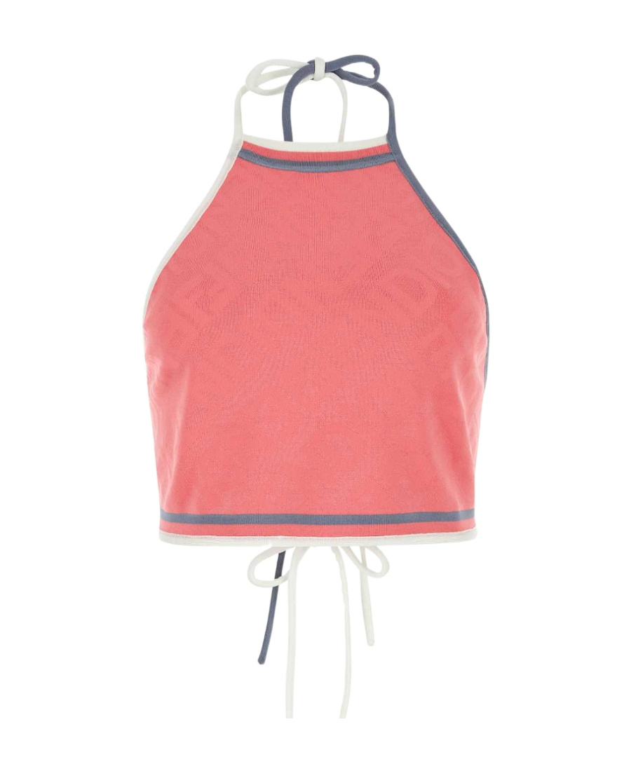 Fendi Dark Pink Viscose Blend Crop Top In Pink