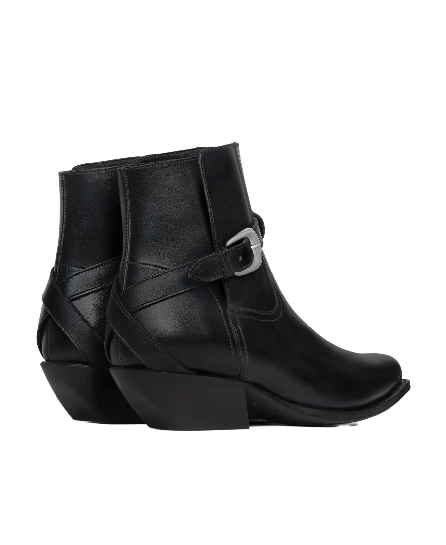 Celine Leather Ankle Boots In Black