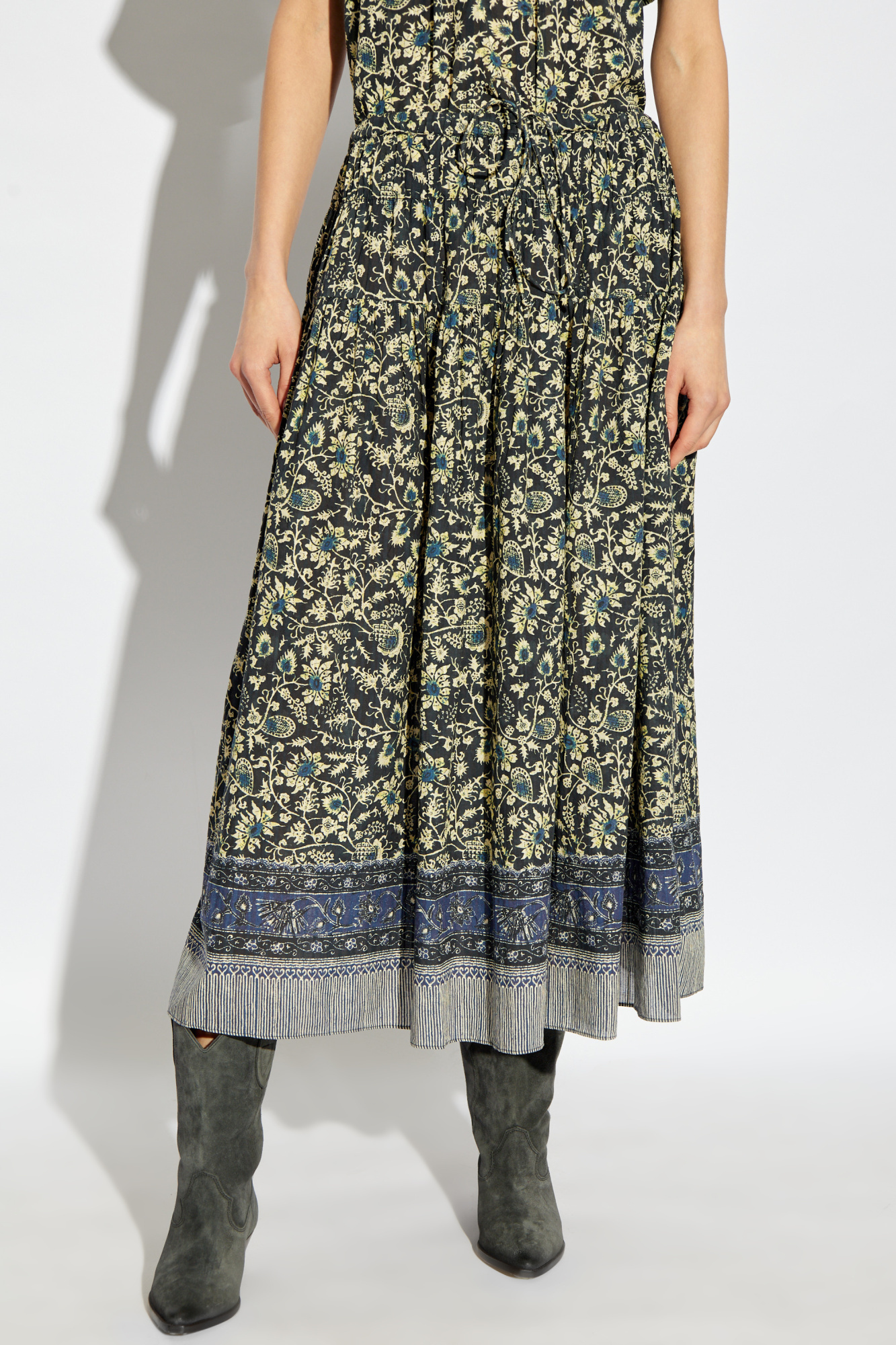 Ulla Johnson Avia Pleated Cotton-blend Midi Skirt In Gray