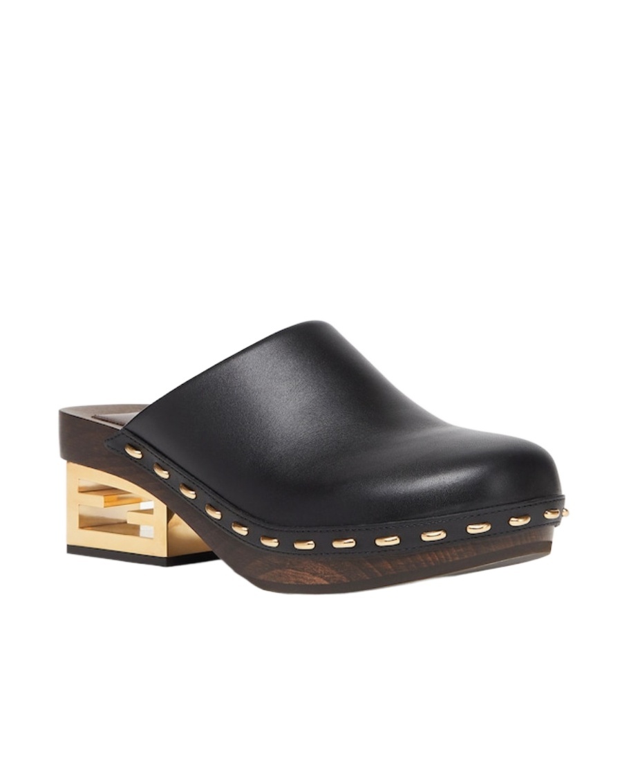 Shop Fendi Logo Block-heel Mules In Black