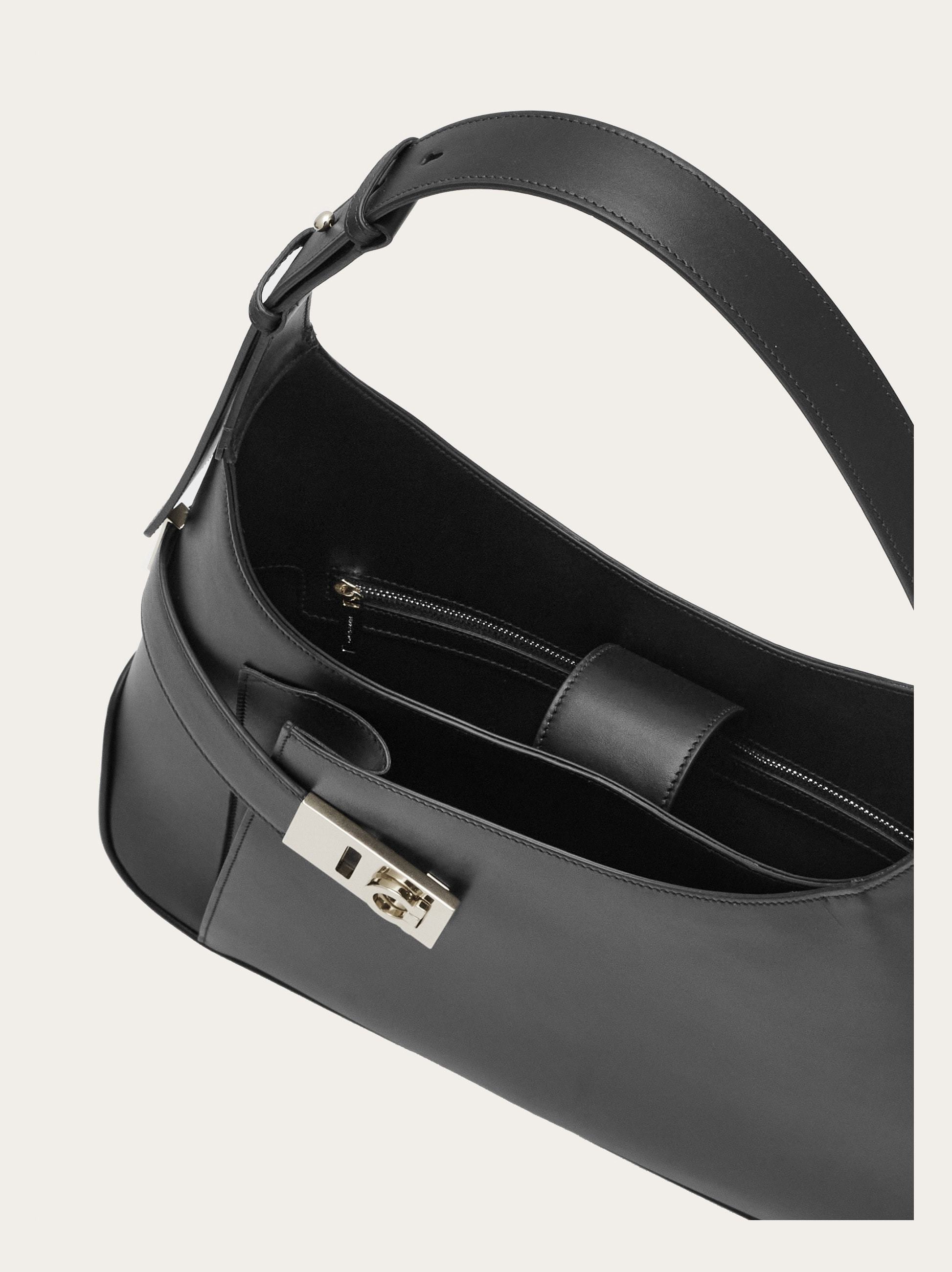 Ferragamo Archive Large Leather Shoulder Bag In Black