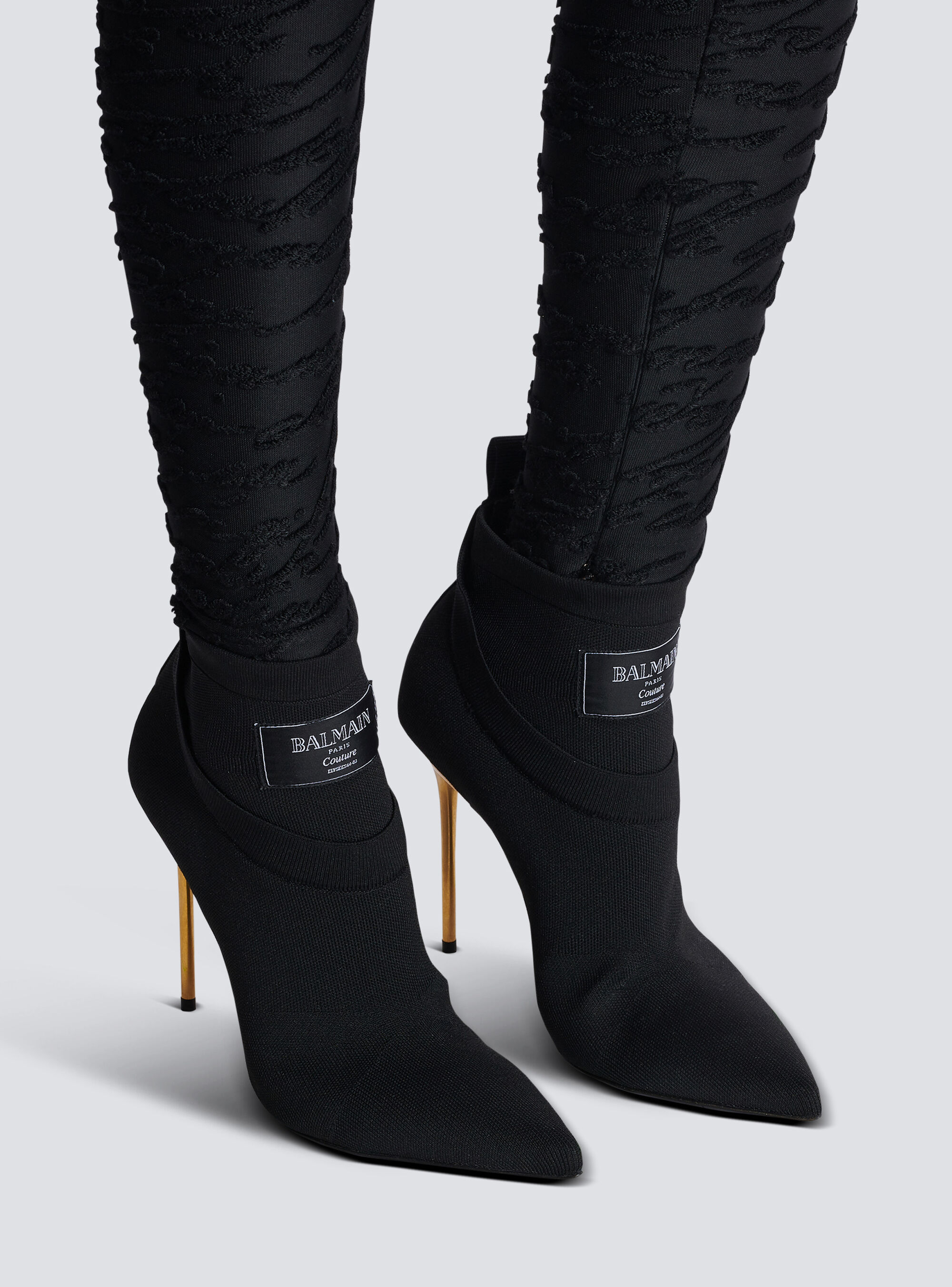 Balmain Ankle Boot High Heels Ankle Boots In Black Cotton In Black
