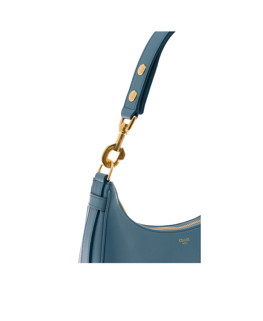 Celine Ava Medium Smooth Cowhide Leather Strap Handbag In Blue