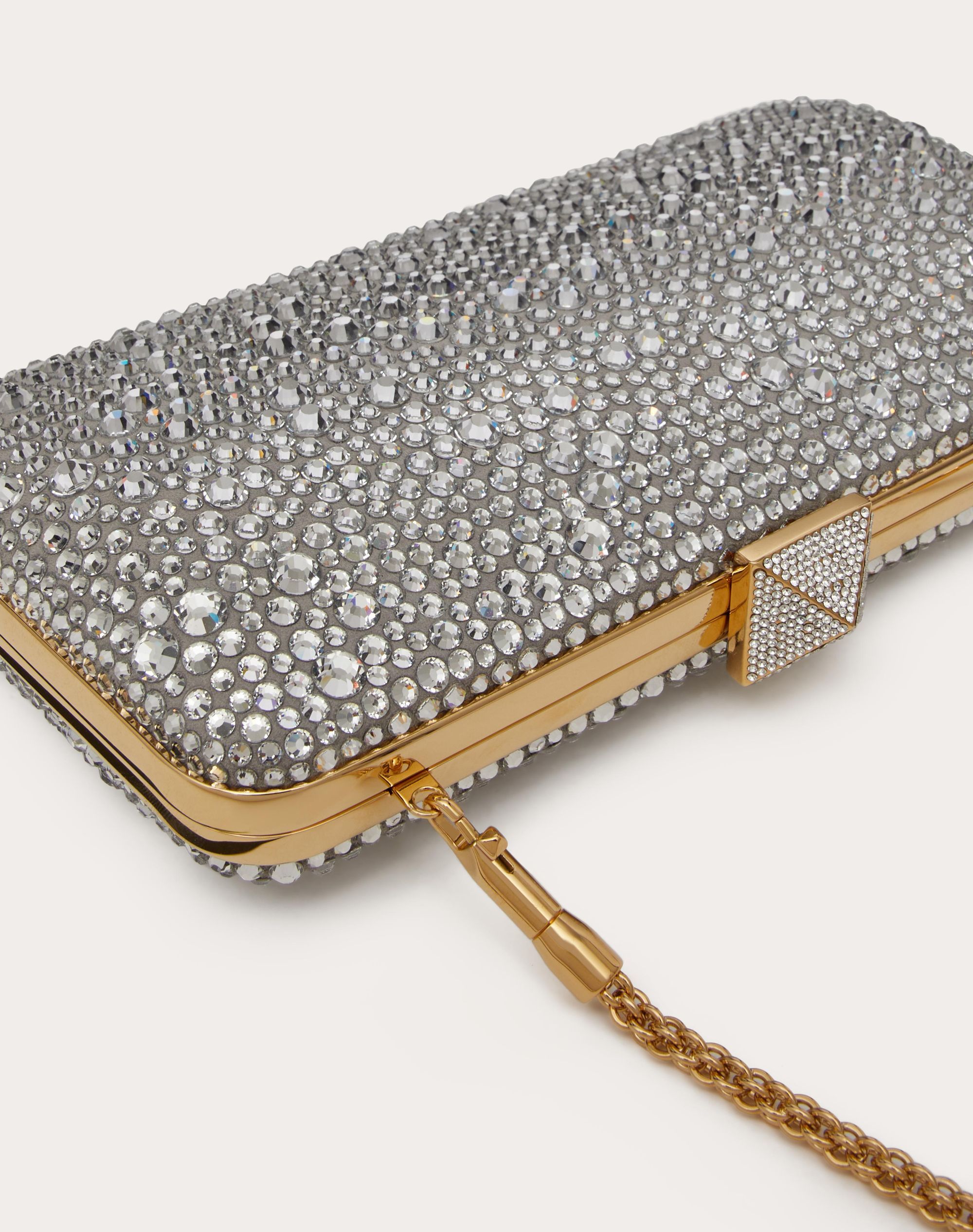 Valentino Logo Logo Shiny Shoulder Bag In Gray