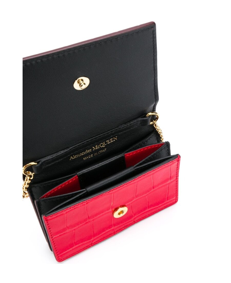 Alexander Mcqueen Skull-stud Chain Wallet In Multicolor