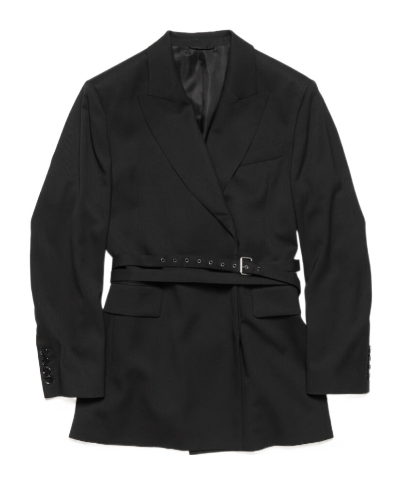 Acne Studios Double-breasted Herringbone Blazer In Black