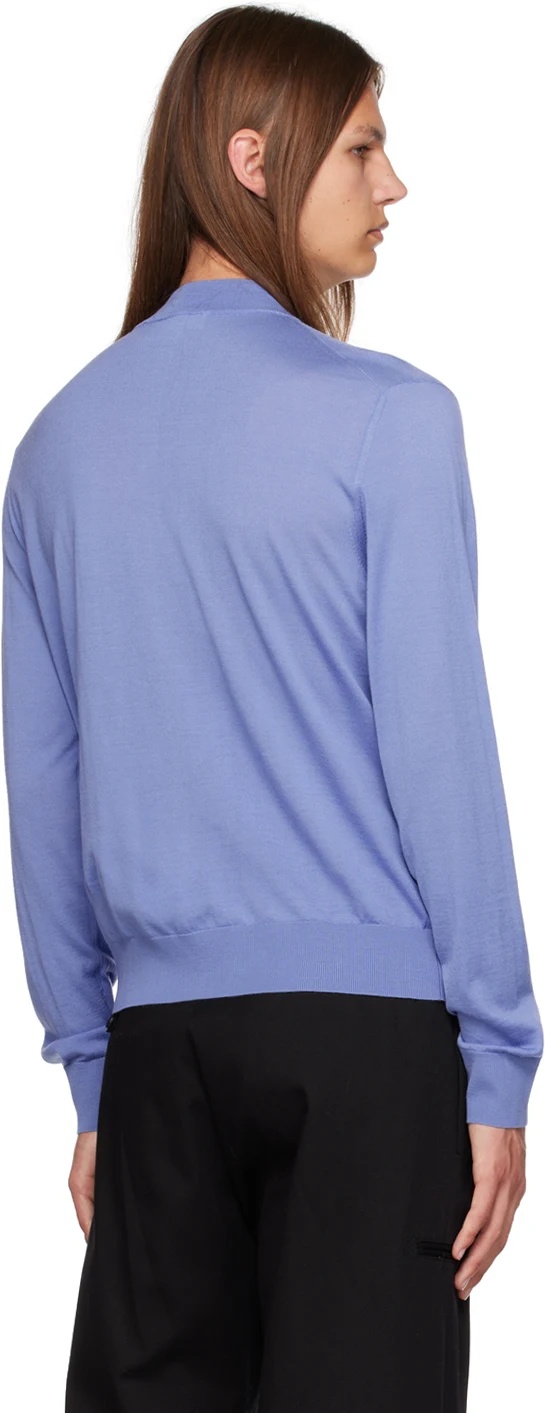 Marni High-necked Wool Embroidered Sweater In Blue
