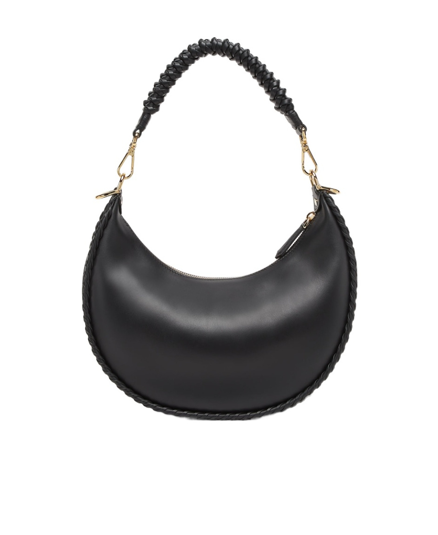 Fendi Graphy Small Leather Bag In Black