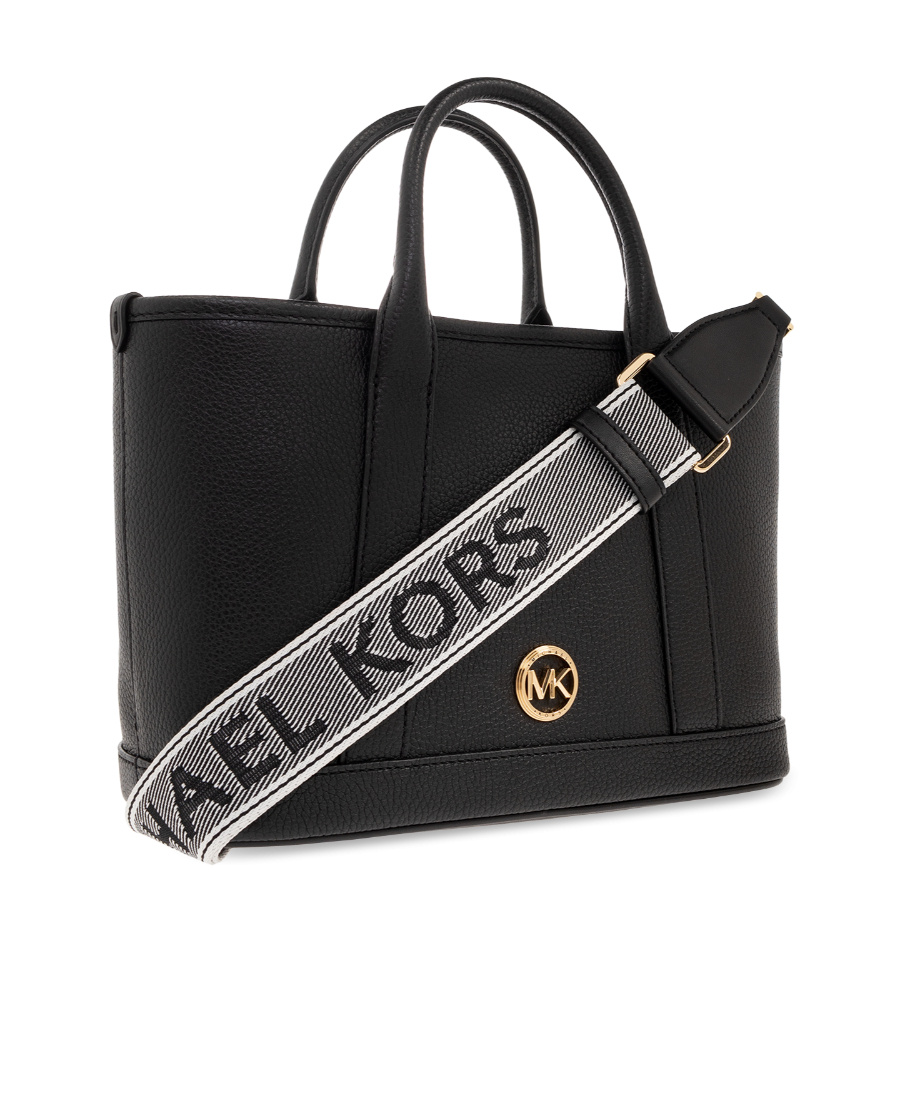 Michael Michael Kors Logo-plaque Leather Tote Bag In Black