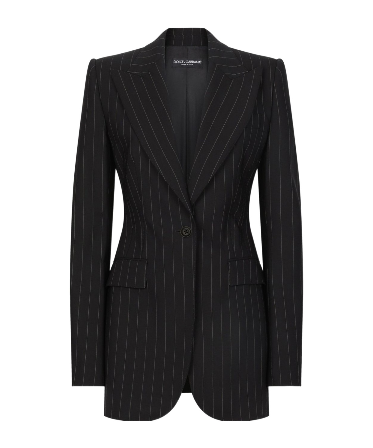 Dolce & Gabbana Single-breasted Pinstripe Wool Turlington Jacket In Black