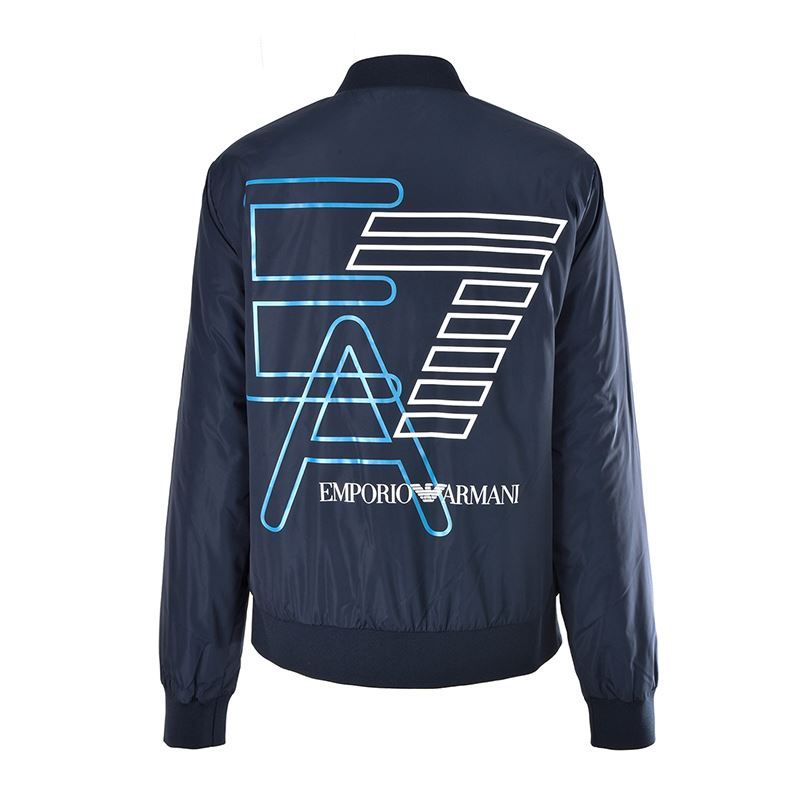 EA7 NAVY BLUE LOGO ZIPPER CASUAL JACKET