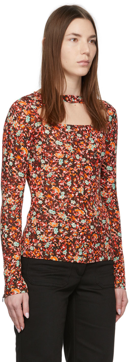 Victoria Beckham Flower Hollowed Out Long-sleeved T-shirt In Multicolor
