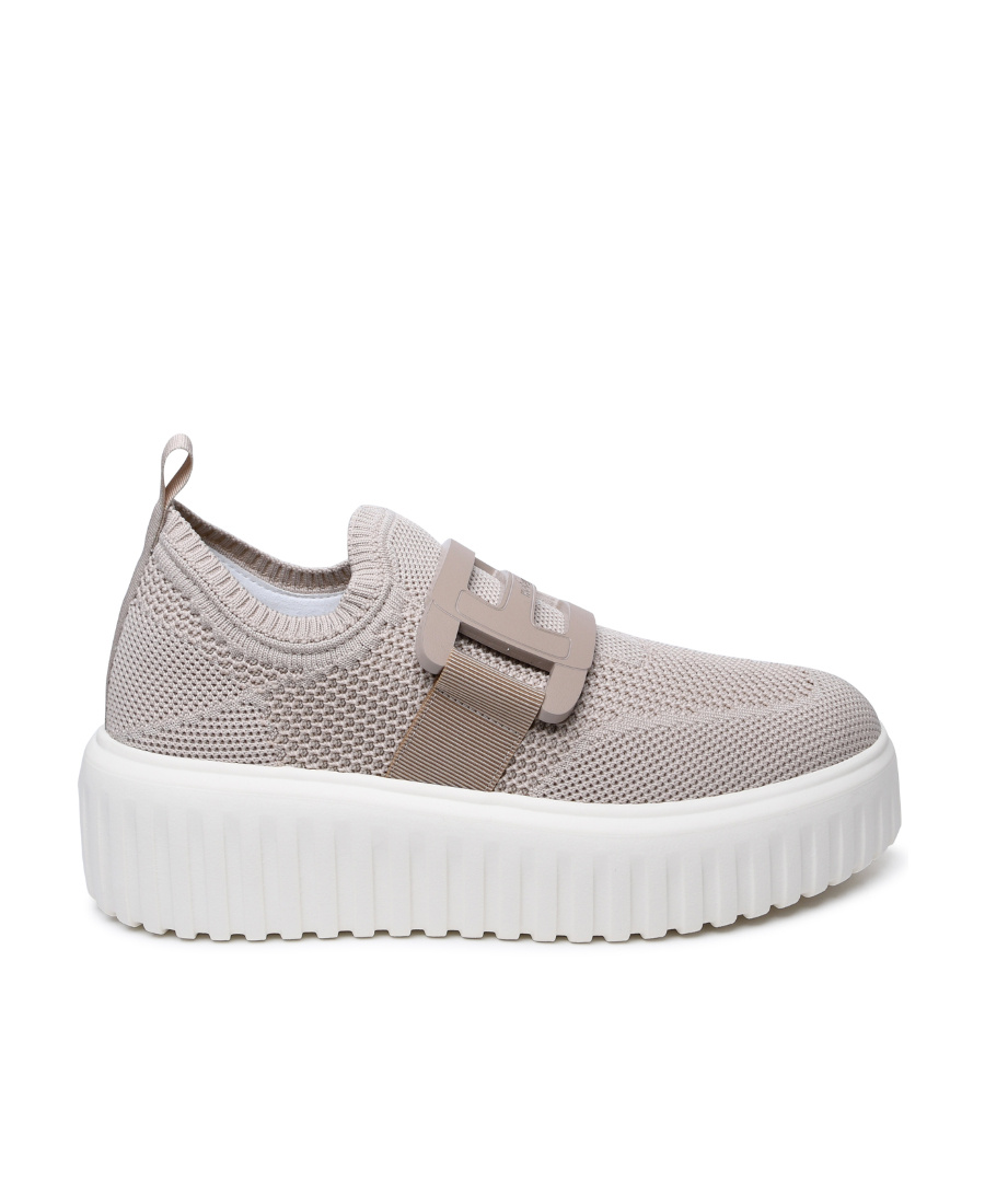 Hogan Beige Fabric Sneakers In White