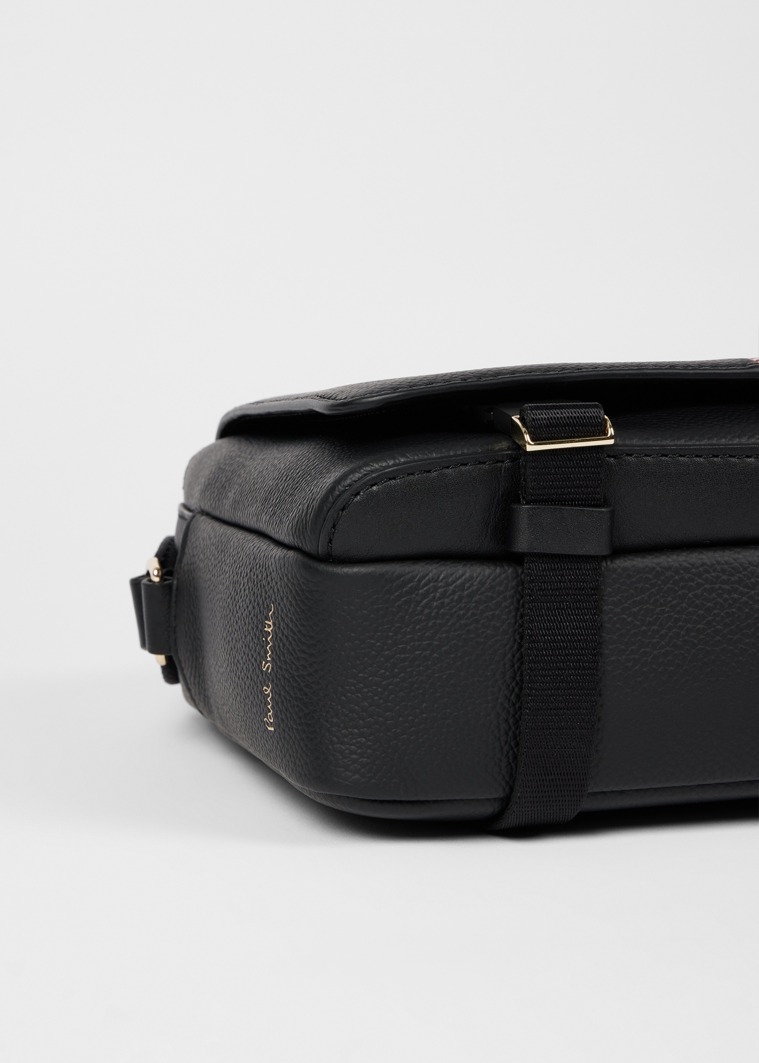 Paul Smith Signature Stripe Trim Messenger Bag In Black