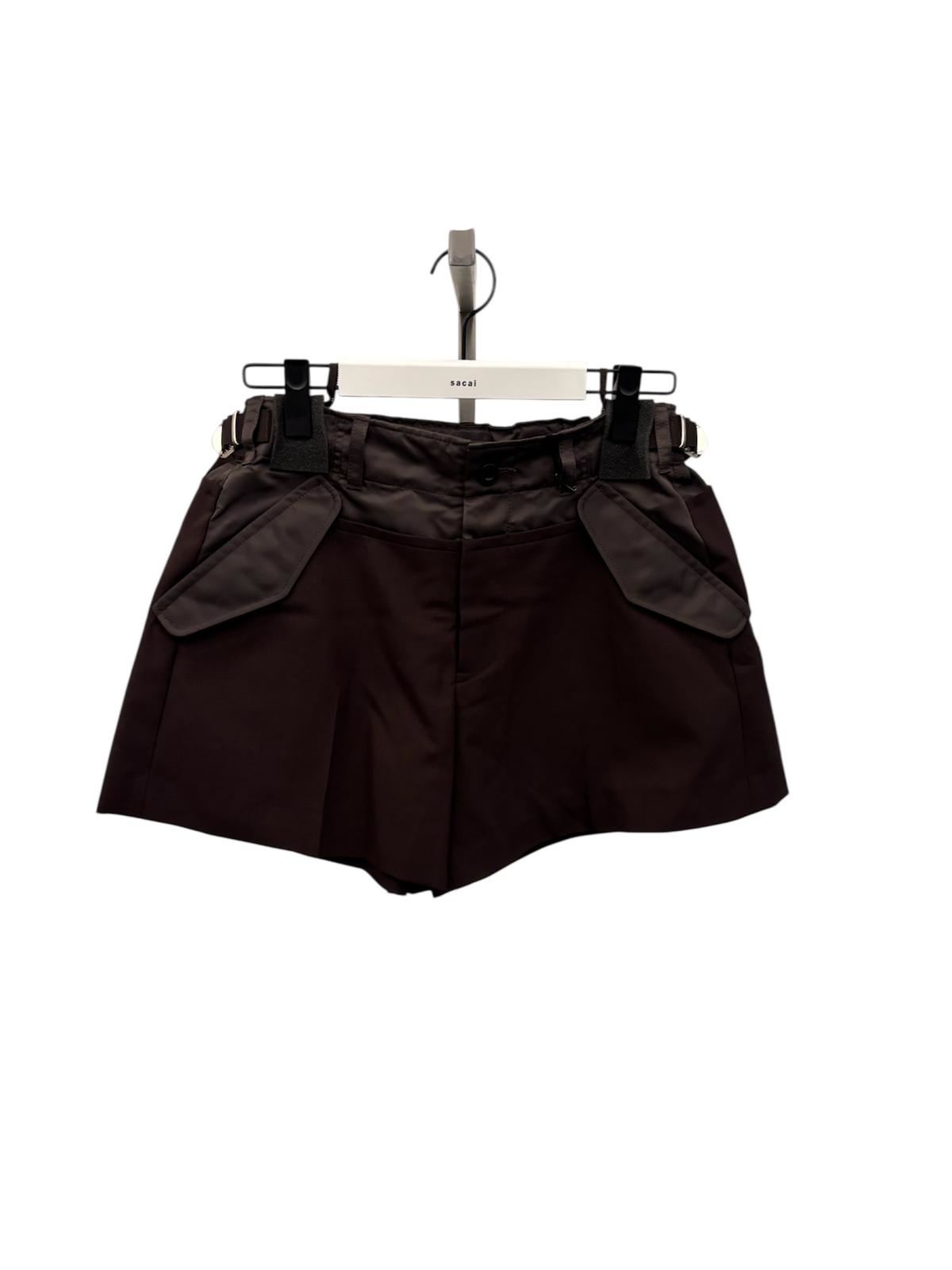 Sacai Belt Loop Shorts In Brown