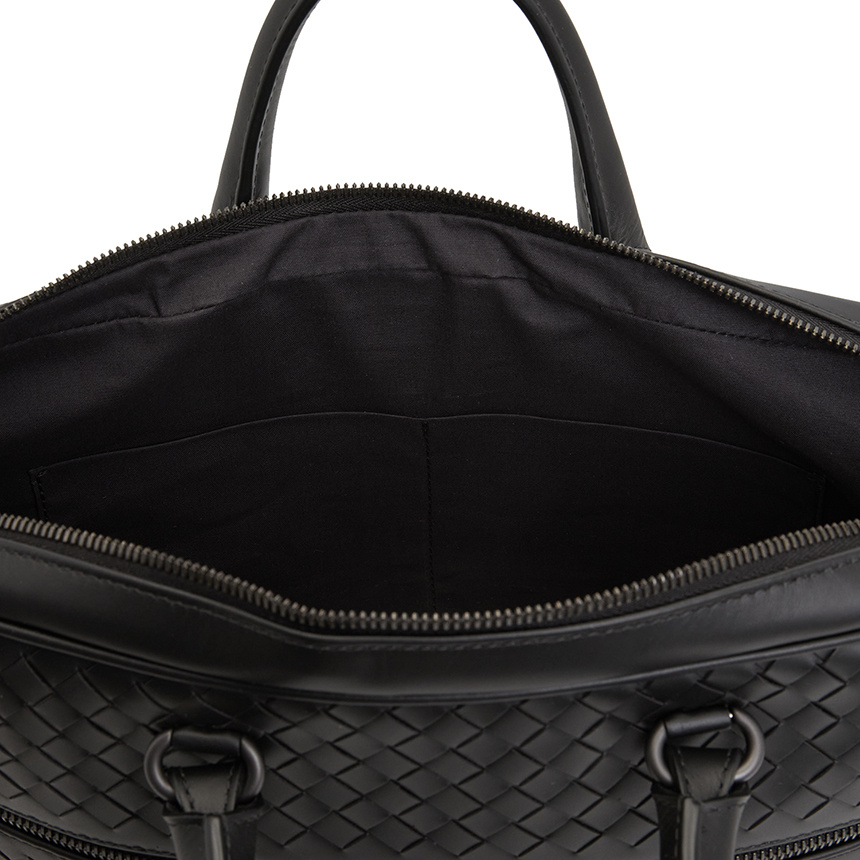 Bottega Veneta Intreciato Briefcase In Black